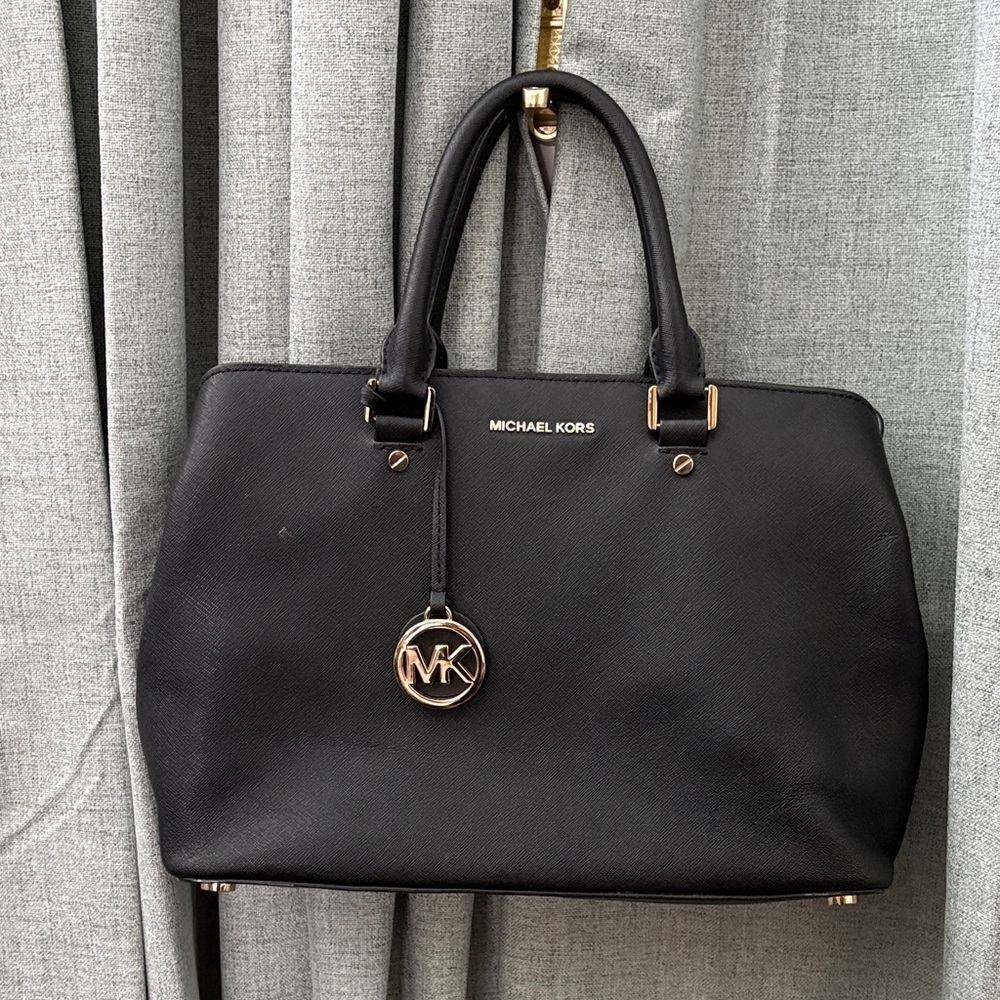 Michael Kors Black Tote with Gold Accents